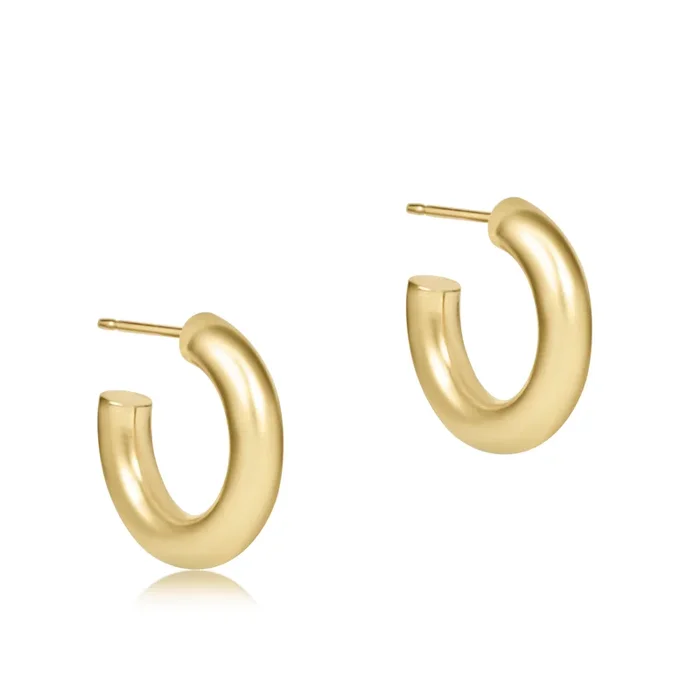 Round Gold 0.5″ Post Hoop – 4mm – Smooth