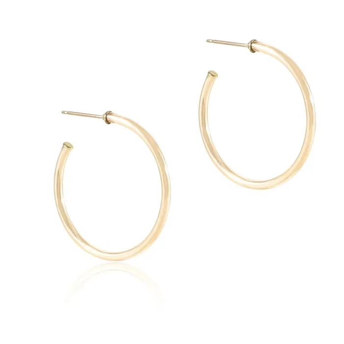 Round Gold 1.25″ Post Hoop – 2mm – Smooth