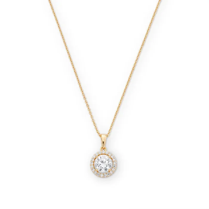 Round Kate Pendant Necklace in Gold & Clear