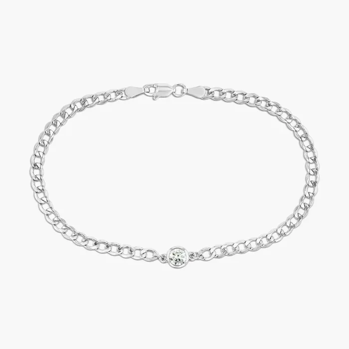 Round Lab Grown Diamond Curb Chain Bracelet – 7 Inches