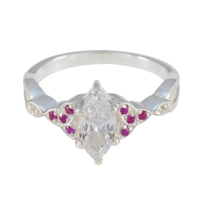 Ruby CZ Halo Moroccan 925 Sterling Silver Red Gemstone Featherlight Luxurious Ring Jewellery