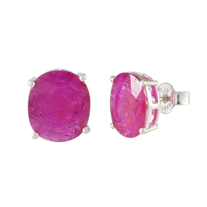 Ruby Egyptian Rosa Solitaire Stud Red 92.5 Silver Earring