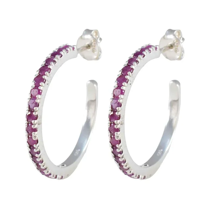 Ruby Middle Eastern Sakura multiple Stud Red Sterling Silver Earring
