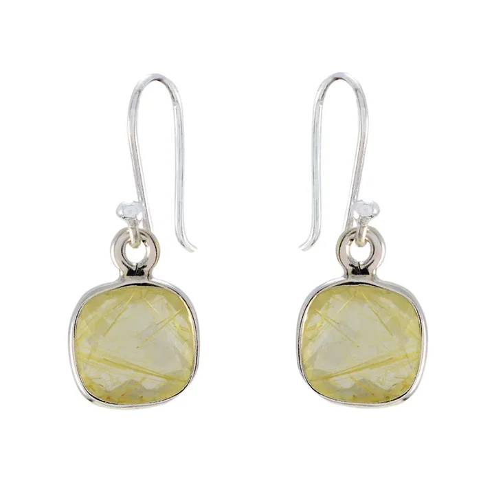 Rutile Quartz Moroccan Lucia multiple Dangle Yellow 925 Sterling Silver Earring
