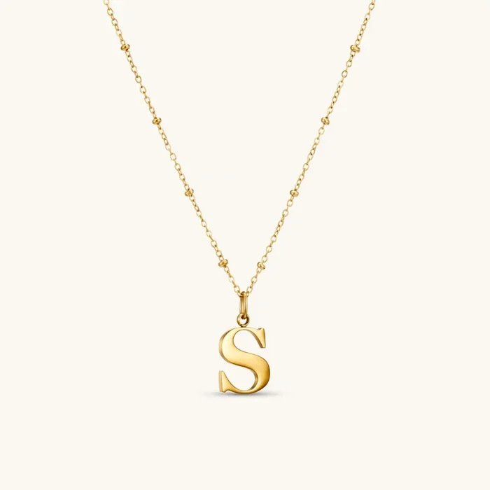 S Initial Pendant Necklace Gold