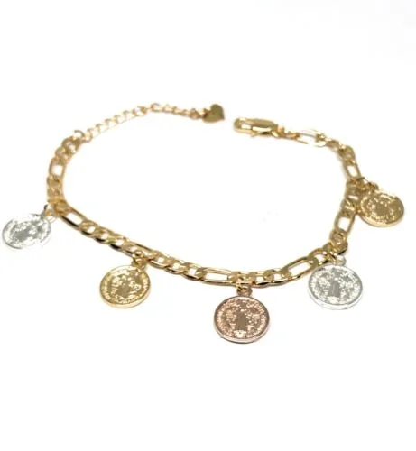 San Benito Pulsera Saint Benedict Bracelet Oro laminado 7.5″ Tres Colores