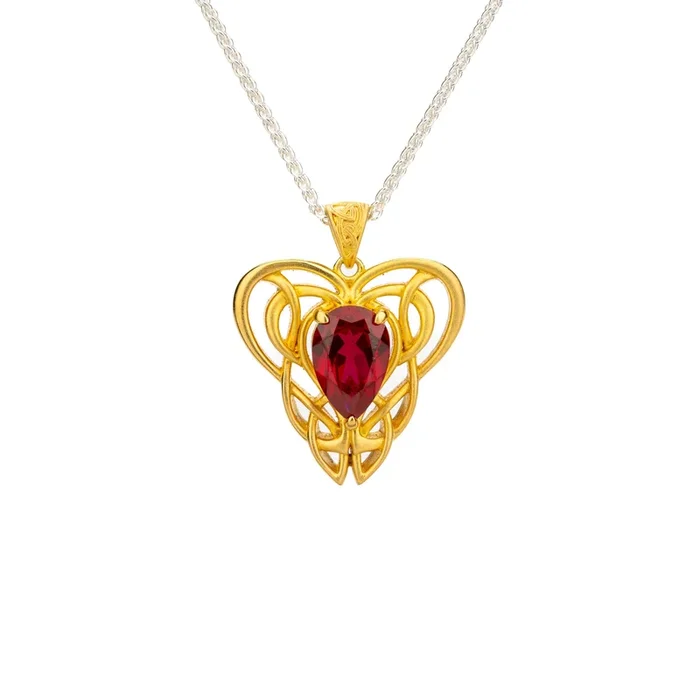 Sandblasted Vermeil over Silver with Lab Grown Ruby Alchemy Heart Pendant