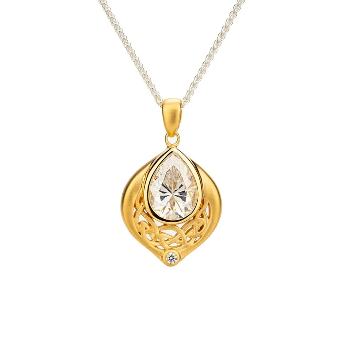 Sandblasted Vermeil over Silver with White Moissanite Alchemy Pendant