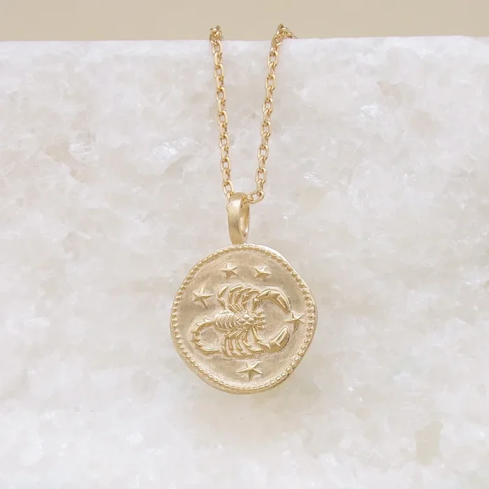 Scorpio astro medal pendant to engrave gold-plated