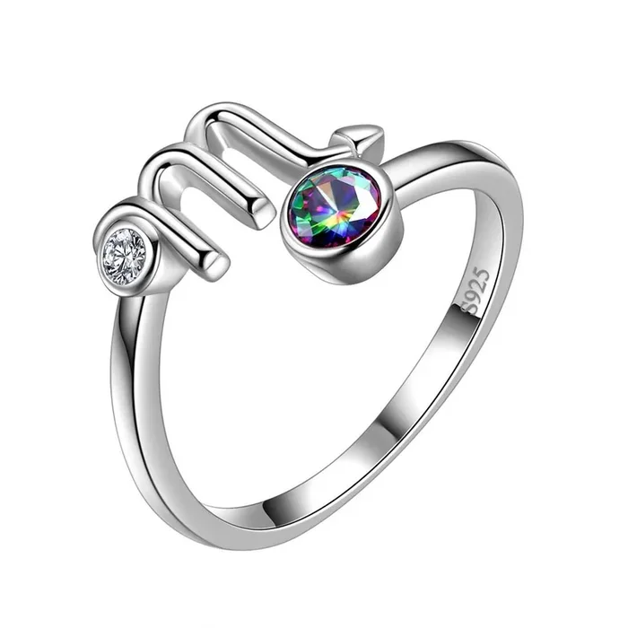 Scorpione Zodiaco Anelli Donne Ragazze Gioielli Regalo di compleanno Topazio mistico Argento 925