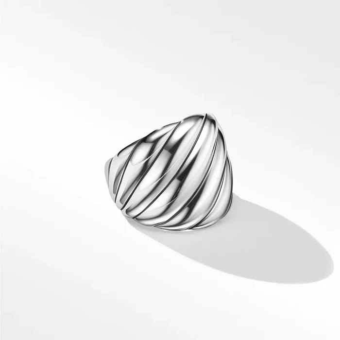 Sculpted Cable Ring in Sterling Silver, 21mm