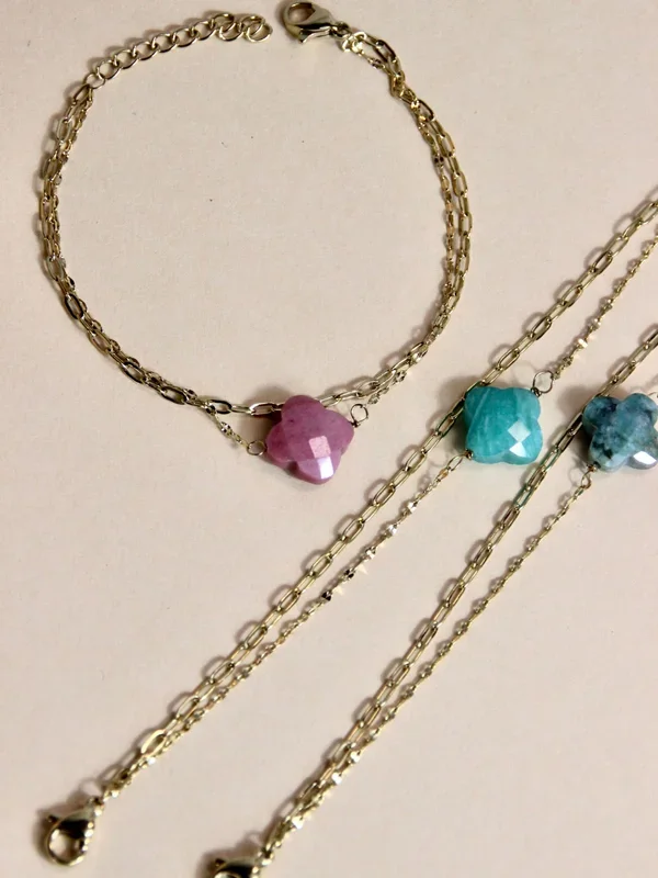 Selena bracelet – boho chic double clover charm chain