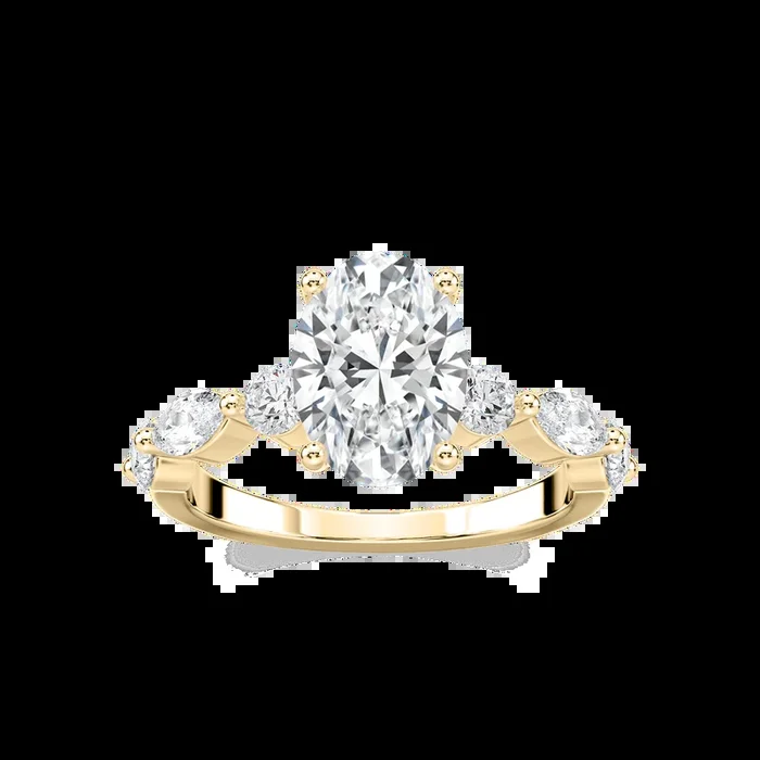 Sia Oval Lab Grown Diamond Single Shared Prong Side Stone Engagement Ring