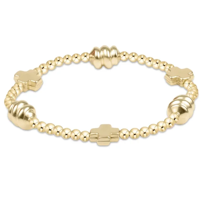 Signature Cross Admire Gold Pattern 3mm Bead Bracelet – Gold