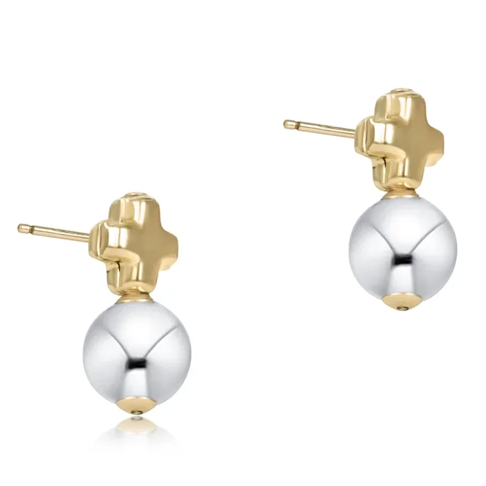 Signature Cross Mixed Metal Stud – Classic Sterling