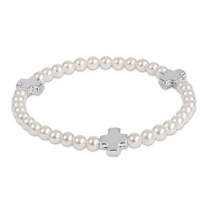 Signature Cross Pearl Pattern 4mm Bead Bracelet – Sterling