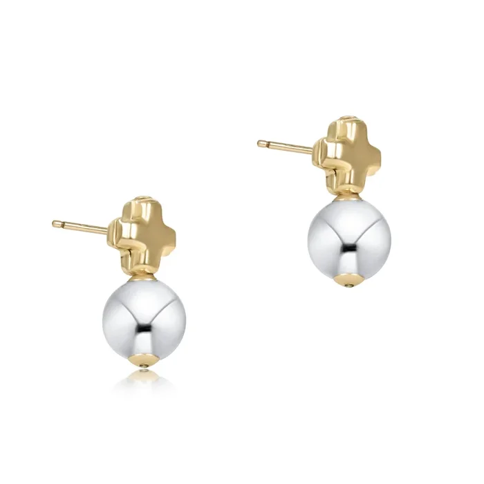 Signature Cross Small Mixed Metal Stud – Classic Sterling