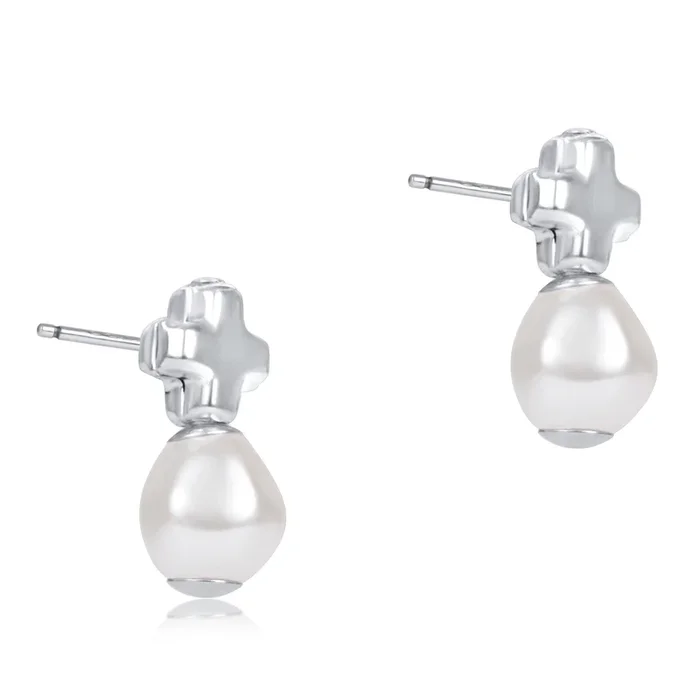 Signature Cross Sterling Stud – Pearl