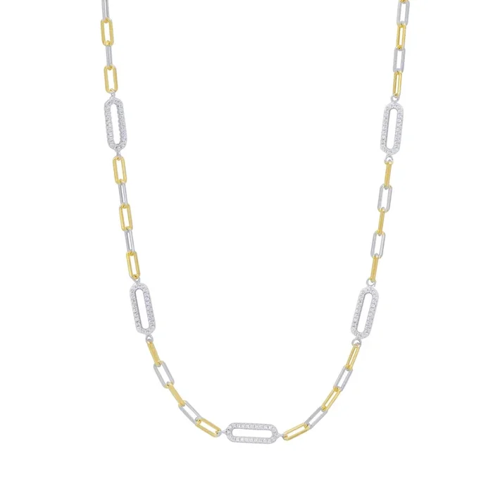 Signature Icon Pavé Station Chain Link Necklace