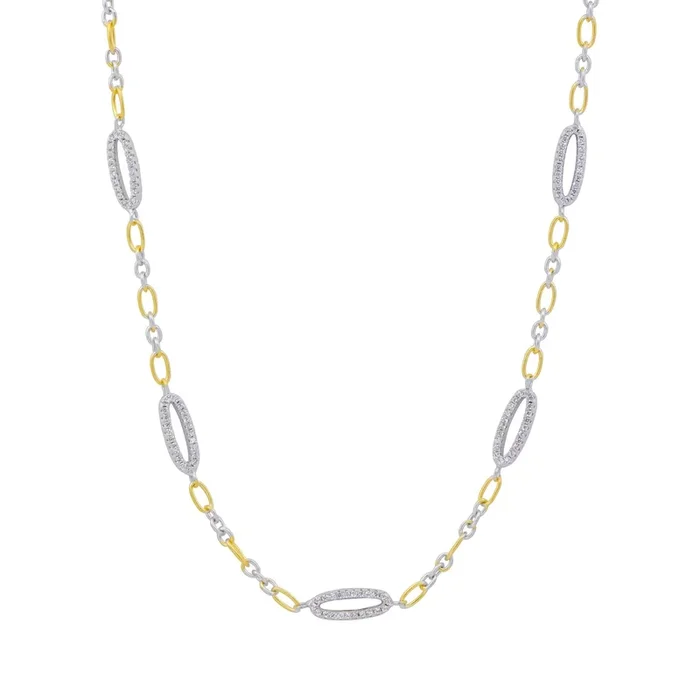 Signature Oval Pavé Station Short Chain Link Necklace