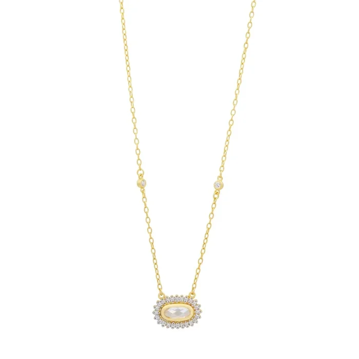 Signature Starburst Oval Charm Necklace