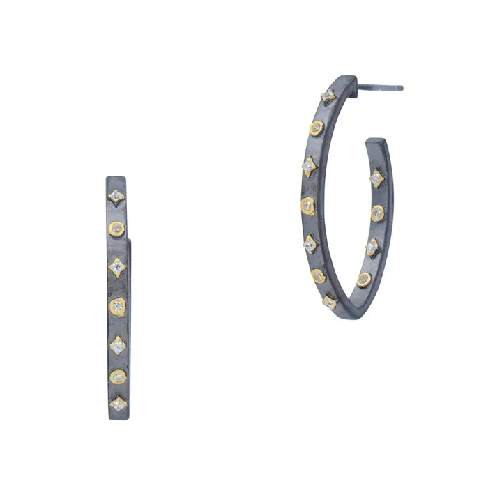 Signature Studded Eternity Oval Pointed Hoop