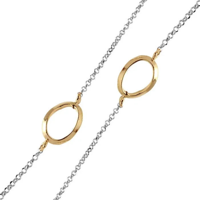 Silver 925 Chain Necklace with Curved Gold Plated Loops – ITN00117RH-GP