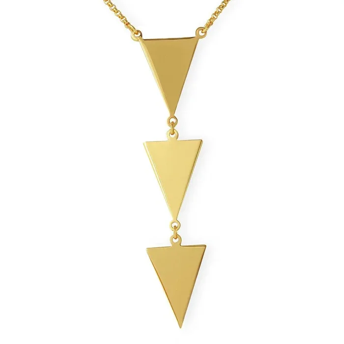 Silver 925 Gold Plated 3 Triangle Drop Necklace – ARN00022GP