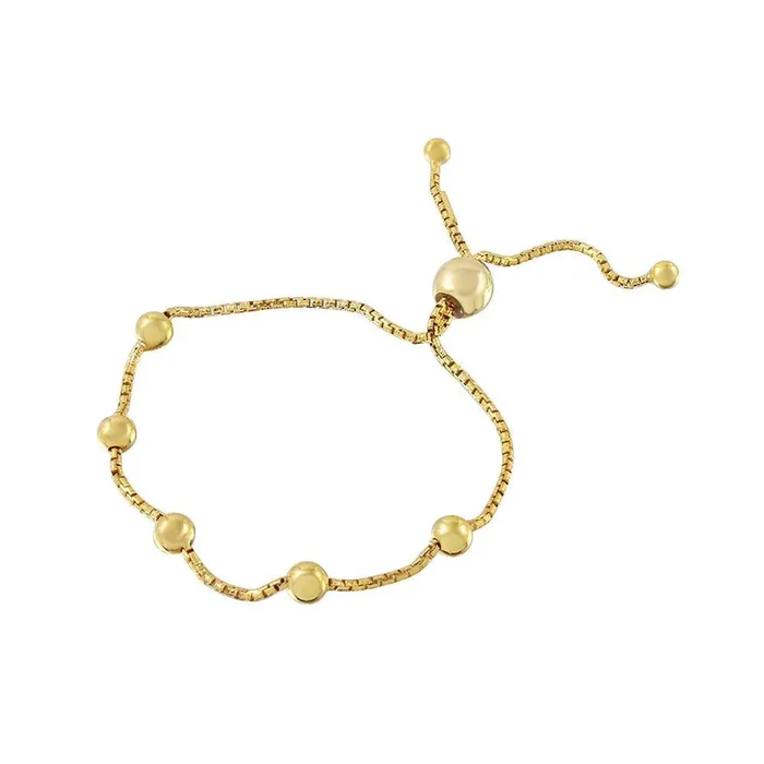 Silver 925 Gold Plated 8 Beaded Italian Lariat Bracelet – ARB00017GP