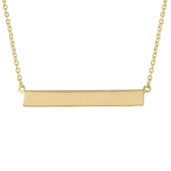 Silver 925 Gold Plated Rectangular Tag Necklace – STP01474GP