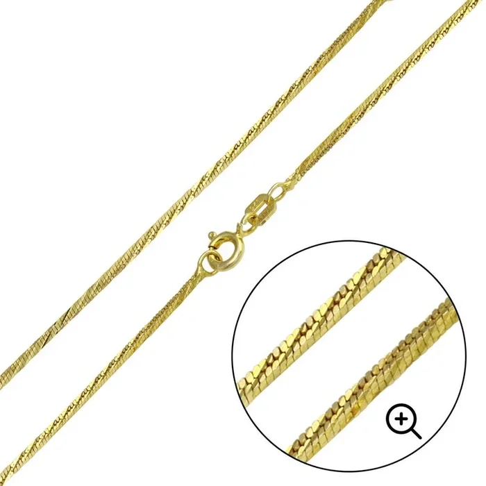 Silver 925 Gold Plated Snake 4 Sided DC Chain 1mm – CH355 GP
