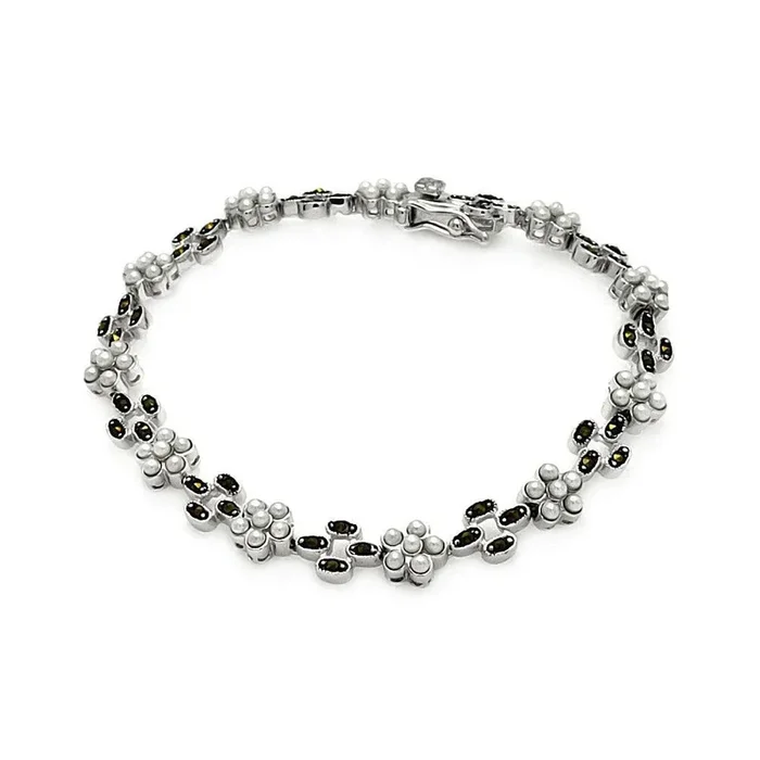 Silver 925 Marcasite Tennis CZ Bracelet – BGB00093