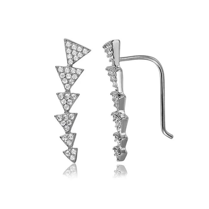 Silver 925 Rhodium Plated 6 Arrow Up CZ Climbing Earrings – STE01067
