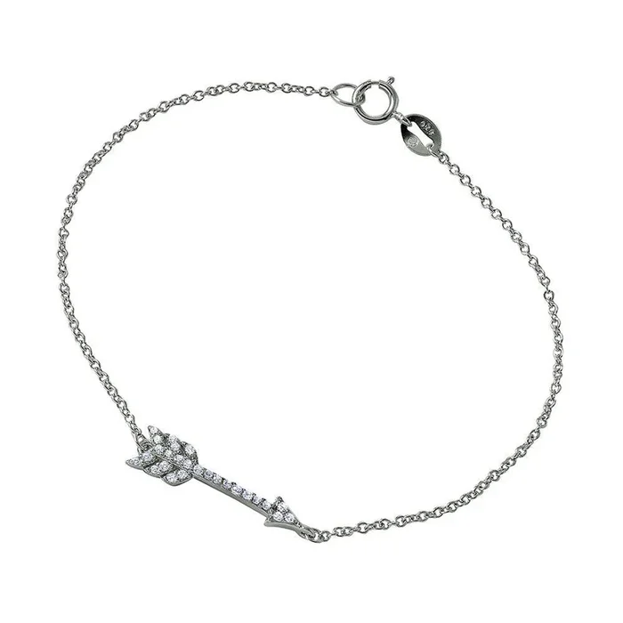 Silver 925 Rhodium Plated Arrow CZ Bracelet – BGB00232