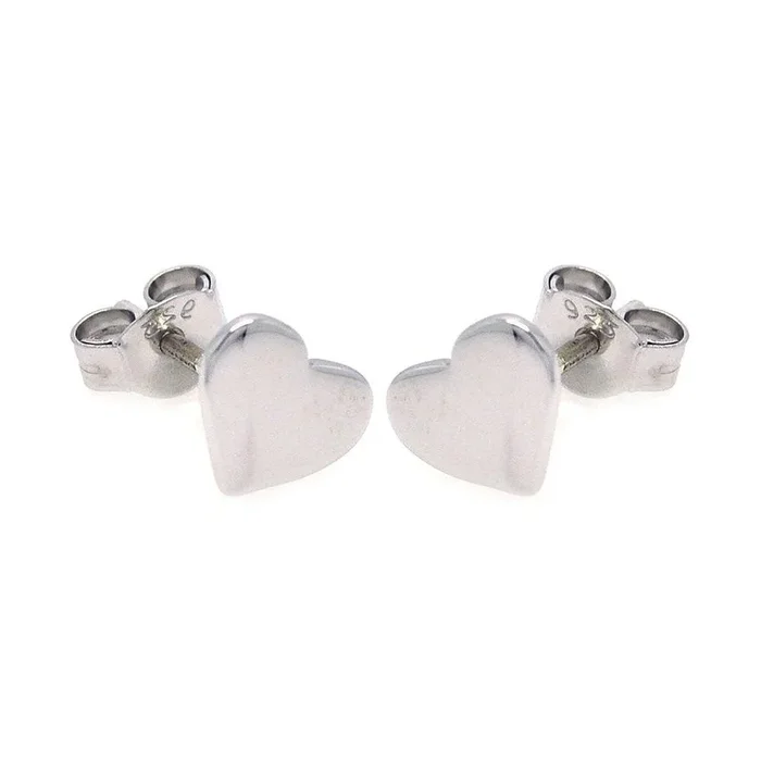 Silver 925 Rhodium Plated Heart Stud Earrings – STE00762