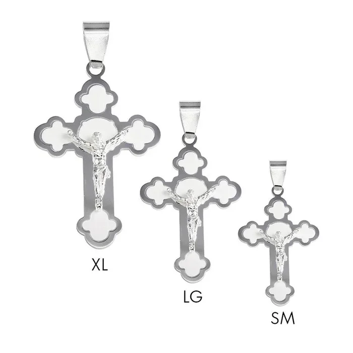 Silver 925 Rhodium Plated High Polished with Matte Finish Rose Cross Pendant – BSP00001
