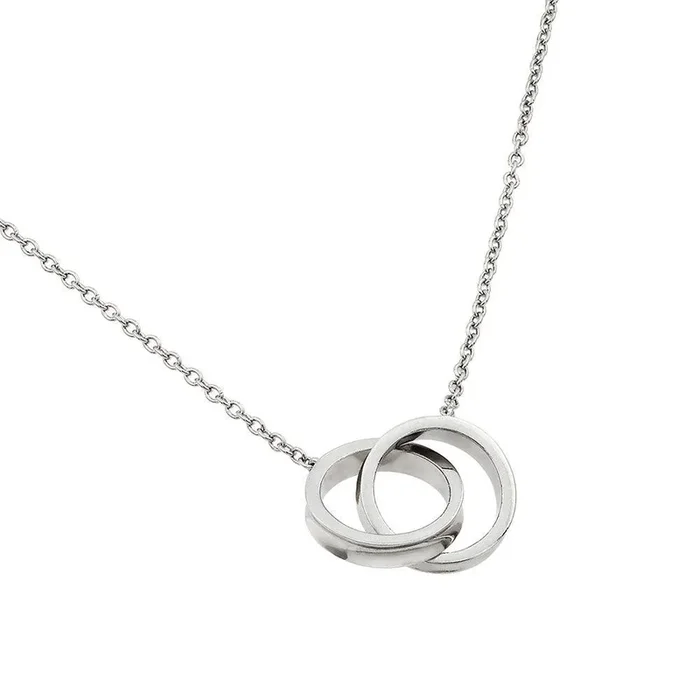 Silver 925 Rhodium Plated Interlocking Rings Pendant Necklace – STP01421