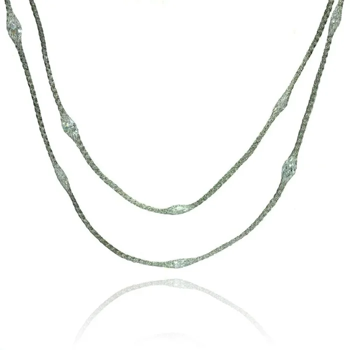 Silver 925 Rhodium Plated Mystical Chain Clear CZ Italian Necklace – ITN00051RH