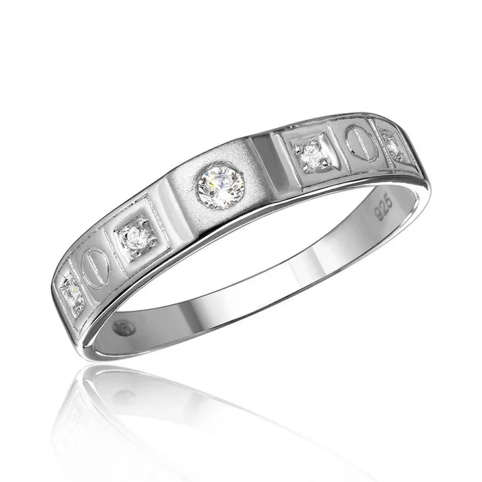 Silver 925 Rhodium Plated Square Design CZ Finish Wedding Men’s Ring – GMR00113