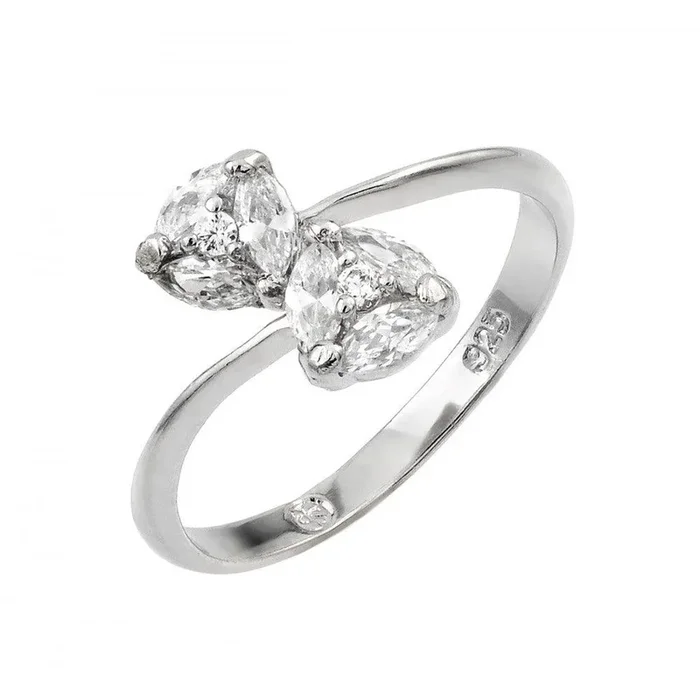 Silver 925 Rhodium Plated Twin CZ Ring – BGR00863