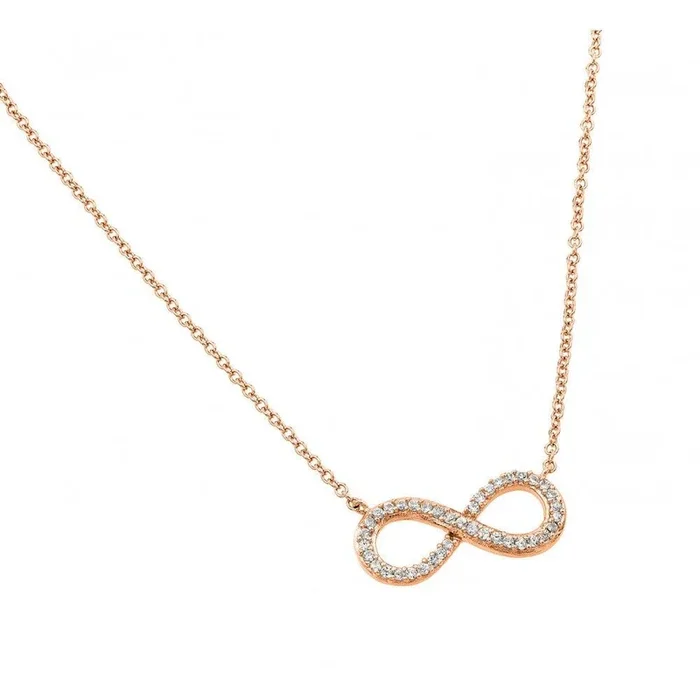Silver 925 Rose Gold Plated Clear CZ Infinity Pendant Necklace – STP01381RGP