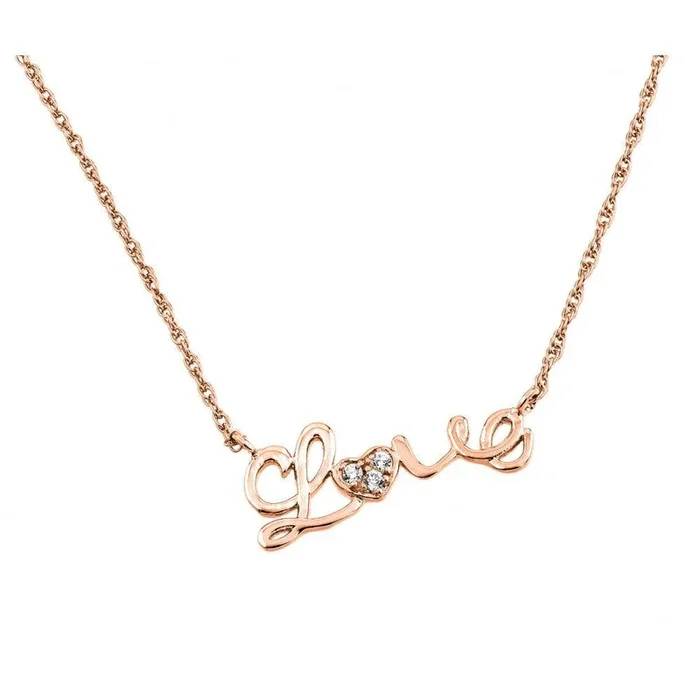 Silver 925 Rose Gold Plated Clear CZ Love Pendant Necklace – STP01384RGP