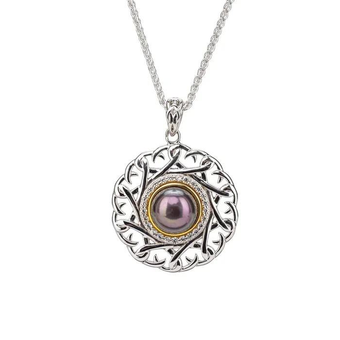 Silver and 10k Gold Aphrodite Pendant – Peacock Fresh Water Pearl