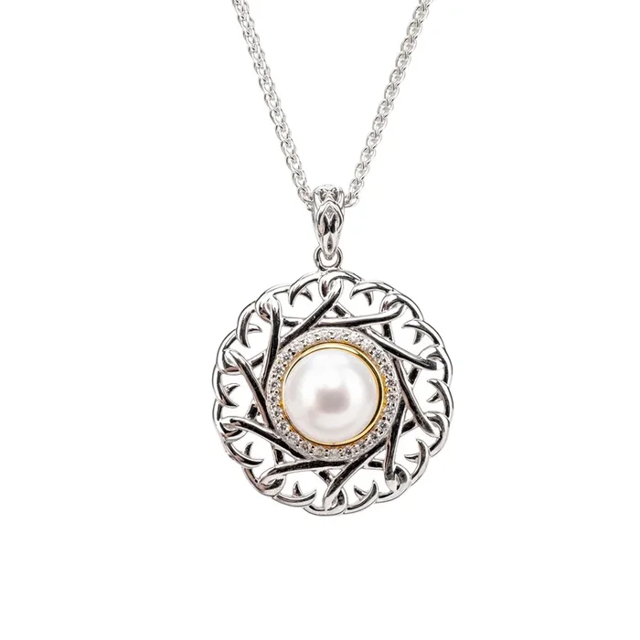 Silver and 10k Gold Aphrodite Pendant – White Fresh Water Pearl