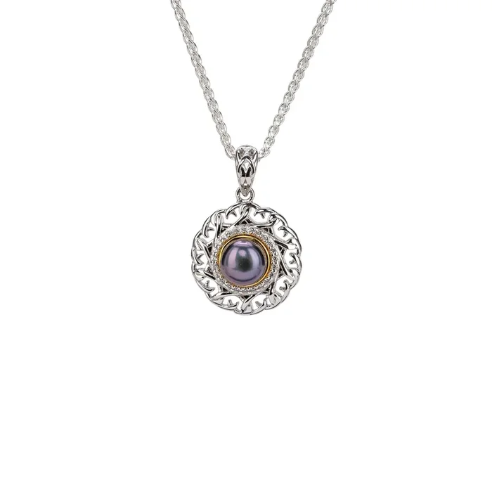 Silver and 10k Gold Aphrodite Small Pendant – Peacock Fresh Water Pearl