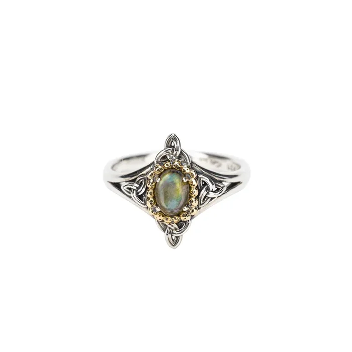 Silver and 10k Gold Celestial Ring – Labradorite
