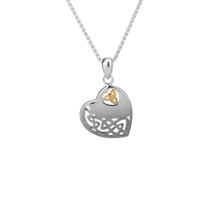 Silver and 10k Gold Celtic Heart Pendant