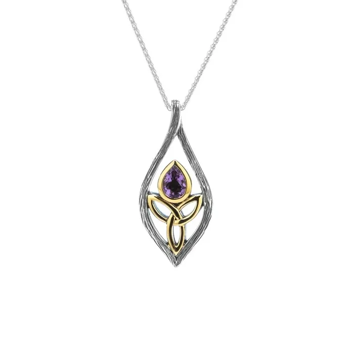 Silver and 10k Gold Guardian Angel Pendant – Amethyst/Topaz