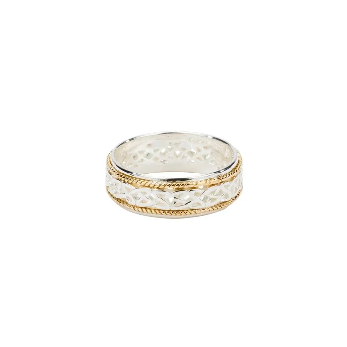 Silver and 10k Gold Love Knot and Twisted Wire ‘Ederline’ Ring