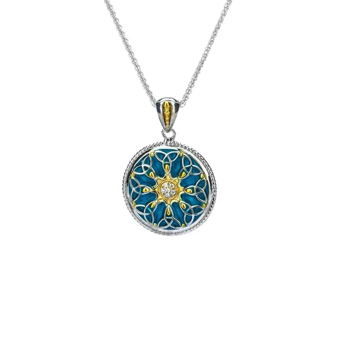 Silver and 10k Gold Trinity Enamel Pendant Small
